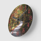 秋の田舎道 ラウンド壁時計 (傾斜)