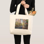 秋の田舎道 ラージトートバッグ (正面(商品))