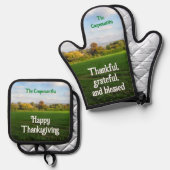 秋の田舎 – パーソナライズされた 鍋つかみ&鍋敷きセット (正面/裏面)