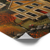 秋の町フォーク美術油絵ポスター ポスター (角)