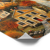 秋の町フォーク美術油絵ポスター ポスター (角)