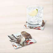 秋の白い樺の木 スクエアペーパーコースター (インサイチュ)