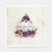 秋の白かぼちゃカップル赤ちゃんシャワー スタンダードランチョンナプキン (正面)