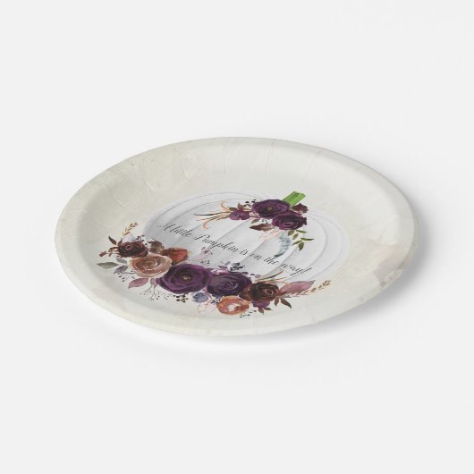 秋の白かぼちゃカップル赤ちゃんシャワー ペーパープレート (アングル)