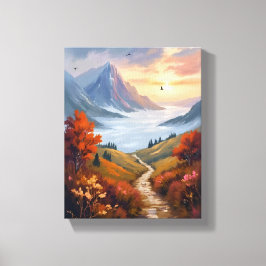 秋の白昼夢 | 秋の山の風景画 キャンバスプリント