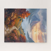 秋の白昼夢 | 秋の山の風景画 ジグソーパズル (横)