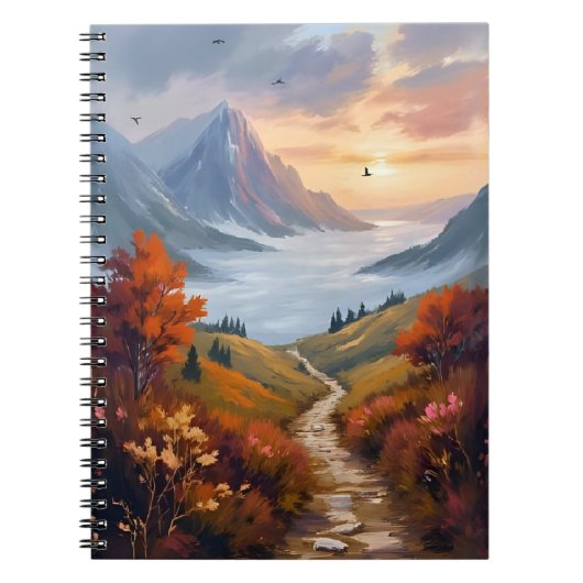 秋の白昼夢 | 秋の山の風景画 ノートブック (正面)