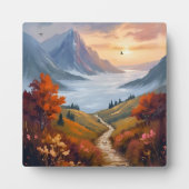 秋の白昼夢 | 秋の山の風景画 フォトプラーク (正面)