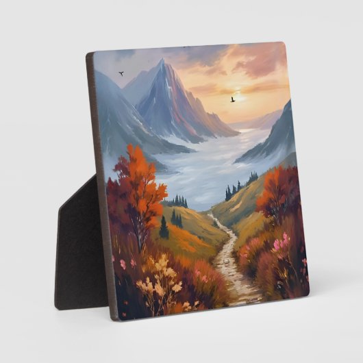 秋の白昼夢 | 秋の山の風景画 フォトプラーク (正面)