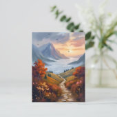秋の白昼夢 | 秋の山の風景画 ポストカード (スタンド正面)
