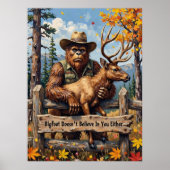 秋の皮肉Bigfoot's Woodland Observation ポスター (正面)