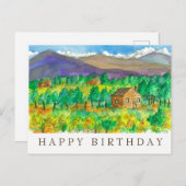 秋の砂漠の水の色絵画のハッピーバースデー ポストカード (正面/裏面)