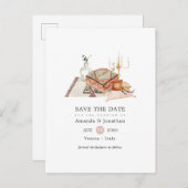 秋の神社ボヘミアン結婚式の日付を保存 案内ポストカード (正面/裏面)