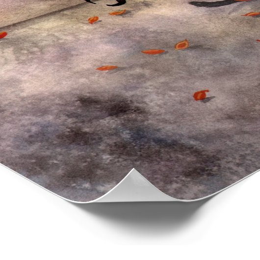 秋の神秘的なゴシック様式の妖精のファンタジーアートのポスター ポスター (角)