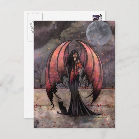 秋の神秘的なゴシック様式ファンタジーフェアリー芸術はがき ポストカード (正面/裏面)
