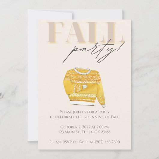 秋の祭りパーティー 招待状 (正面)