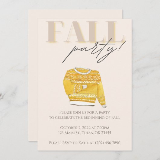 秋の祭りパーティー 招待状 (正面/裏面)