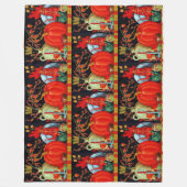 秋の祭り アンティーク絵画 かぼちゃの装飾 フリースブランケット (正面)