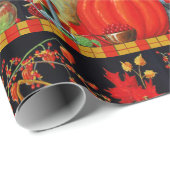 秋の祭り アンティーク絵画 かぼちゃの装飾 ラッピングペーパー (ロールコーナー)