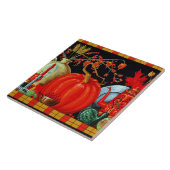 秋の祭り アンティーク絵画 パンプキン装飾 タイル (側面)