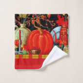 秋の祭り アンティーク絵画 パンプキン装飾 バスタオルセット (ウォッシュタオル)