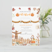 秋の祭り 年間 黄色 パンプキン ベイビーシャワー 招待状 (スタンド正面)