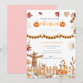 秋の祭り 年間 黄色 パンプキン ベイビーシャワー 招待状 (正面/裏面)