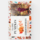 秋の私たちの小さなカボチャ1st誕生日の写真 横断幕 (縦)