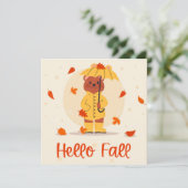 秋の秋かわいいクマのグリーティングフラットカード (スタンド正面)