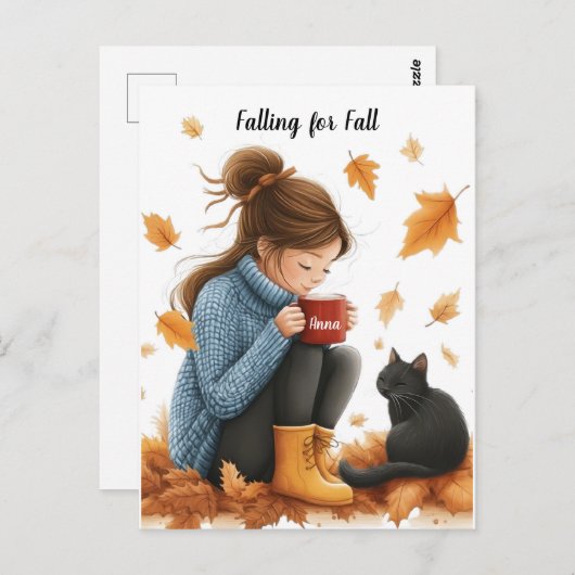 秋の秋に向けパーソナライズされたて秋の挨拶 ポストカード (正面/裏面)