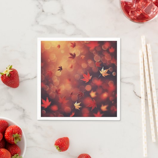 秋の秋のカエデ離れ《写真》ぼけ味ページ スタンダードカクテルナプキン (インサイチュ)