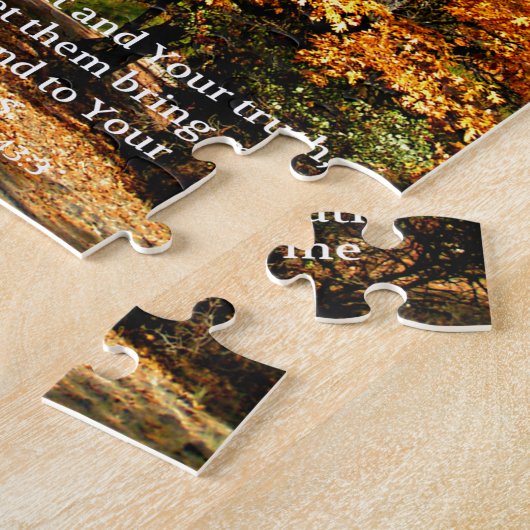 秋の秋のキリスト教の聖なる書物、経典の聖書の詩 ジグソーパズル (側面)