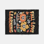 秋の秋のパンプキ学ン先生に恋する フリースブランケット (正面(横))