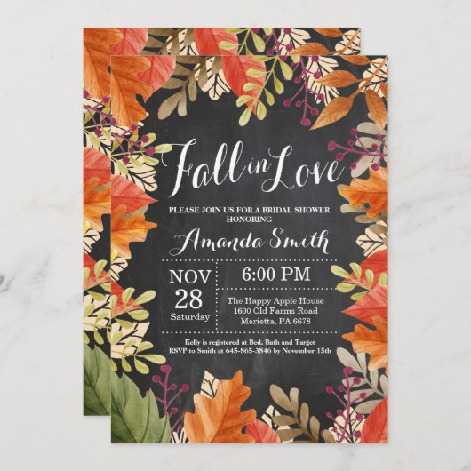 秋の秋のブライダルシャワーの招待状 招待状 (正面/裏面)