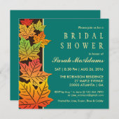 秋の秋のメープルリーフ結婚式招待状ティール(緑がかった色) 招待状 (正面/裏面)