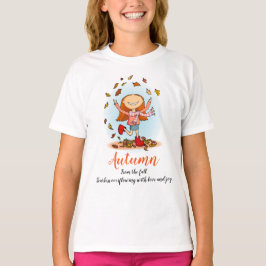 秋の秋の女の子の名前の喜びtシャツ tシャツ
