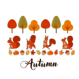 秋の秋の木とリス Tシャツ