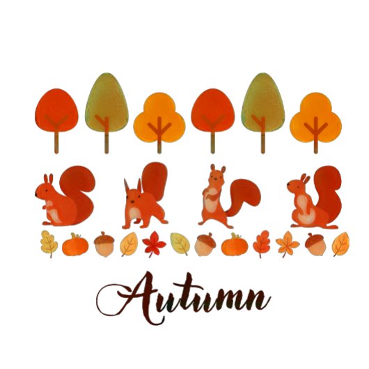 秋の秋の木とリス Tシャツ