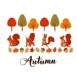 秋の秋の木とリス Tシャツ