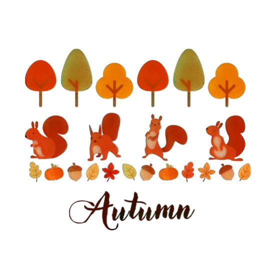 秋の秋の木とリス Tシャツ