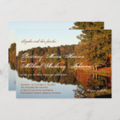 秋の秋の木のleaves湖の結婚式招待状 招待状 (正面/裏面)