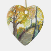 秋の秋の木は芸術の絵画の運命を去ります セラミックオーナメント (右)