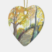 秋の秋の木は芸術の絵画の運命を去ります セラミックオーナメント (左)