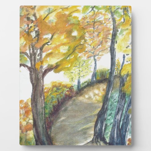 秋の秋の木は芸術の絵画の運命を去ります フォトプラーク (正面)