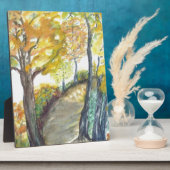 秋の秋の木は芸術の絵画の運命を去ります フォトプラーク (側面)