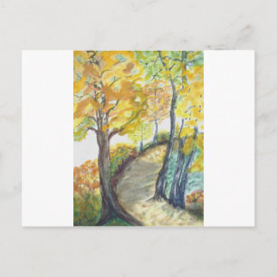 秋の秋の木は芸術の絵画の運命を去ります ポストカード