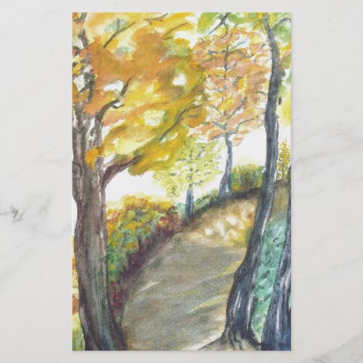 秋の秋の木は芸術の絵画の運命を去ります 便箋 (正面)