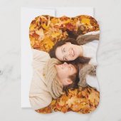 秋の秋の木結婚の写真は日付カードを保存 セーブザデート (裏面)