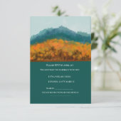 秋の秋の森の木々青い山の水色 出欠カード (スタンド正面)