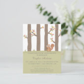 秋の秋の森林リスのベビーシャワー 招待状 (スタンド正面)